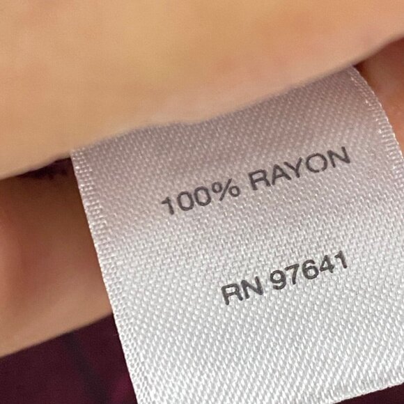 J Jill Button Up Shirt Womens XL Burgundy Plaid Rayon Long Sleeve - Picture 5 of 9